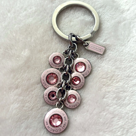 ✨VINTAGE COACH BCA SIGNATURE PINK DIAMOND CHARM FOB KEYCHAIN PINK COACH ✨ - Picture 3 of 4